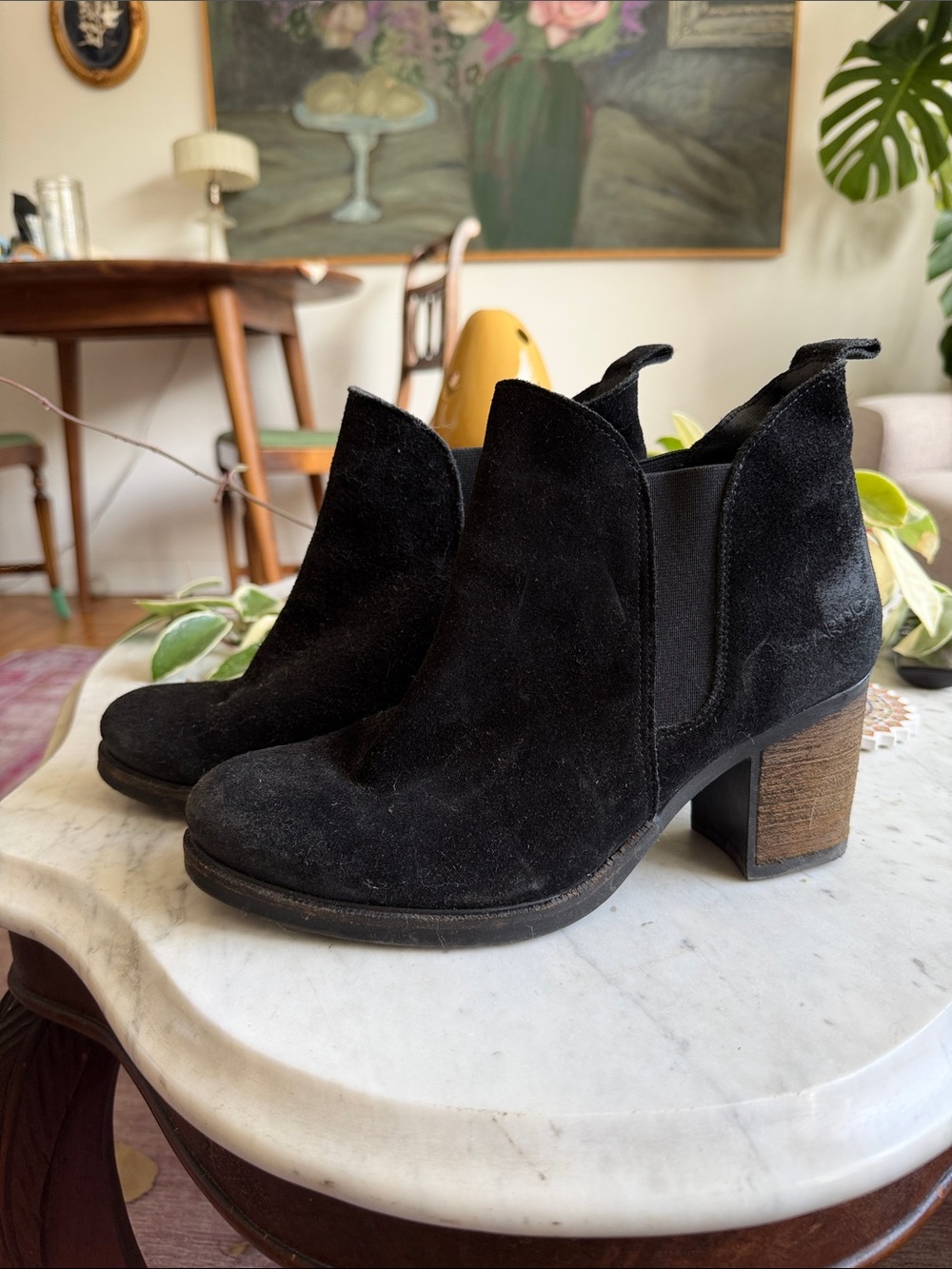 Artica Black Suede Women's Ankle Booties - Block Heel size 40